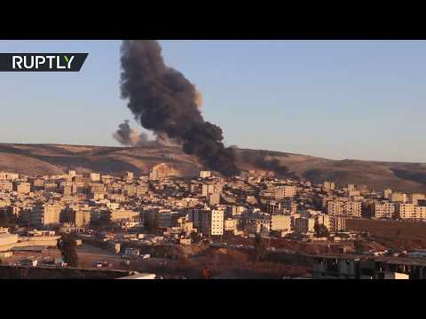 شاهد لحظة قصف القوات التركية لمواقع الأكراد في عفرين